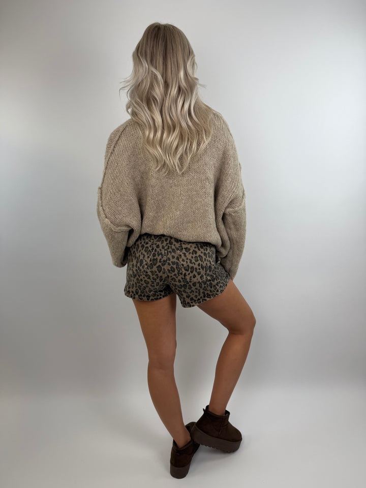 Jeans Hosenrock mit Leoprint