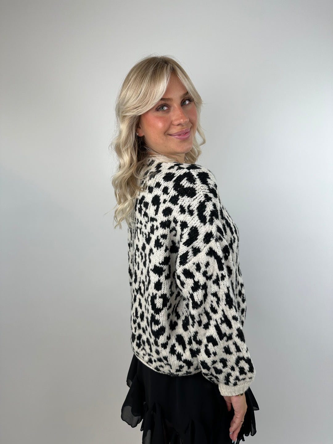 Offener Cardigan mit Leoprint