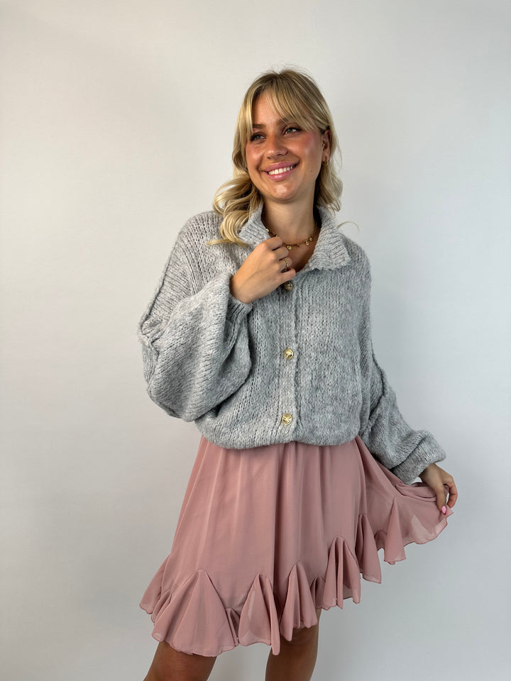 Langer Oversize Cardigan mit goldenen Manschettenknöpfen Claire