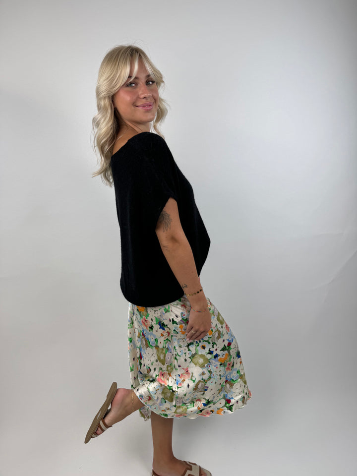 Satinrock mit Flowerprint Kalea