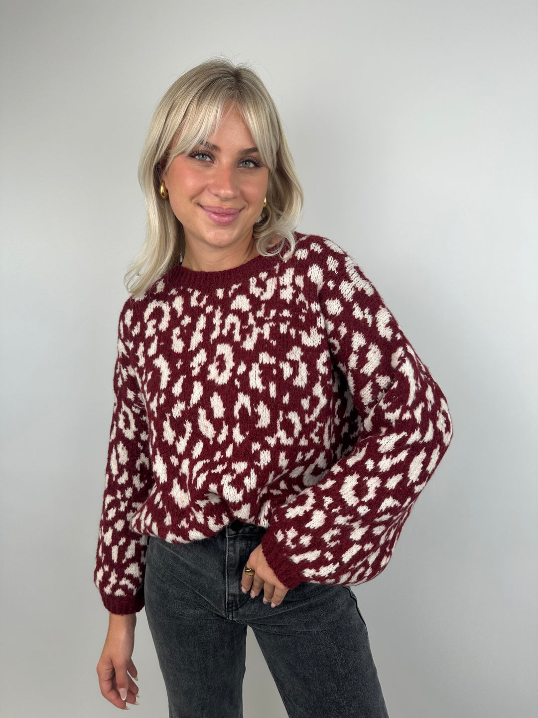 Oversize Pullover mit Leoprint