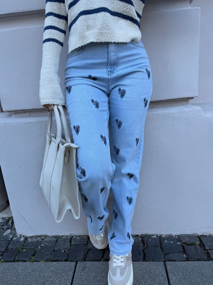 Straight Fit Jeans Blue Hearts (2869)