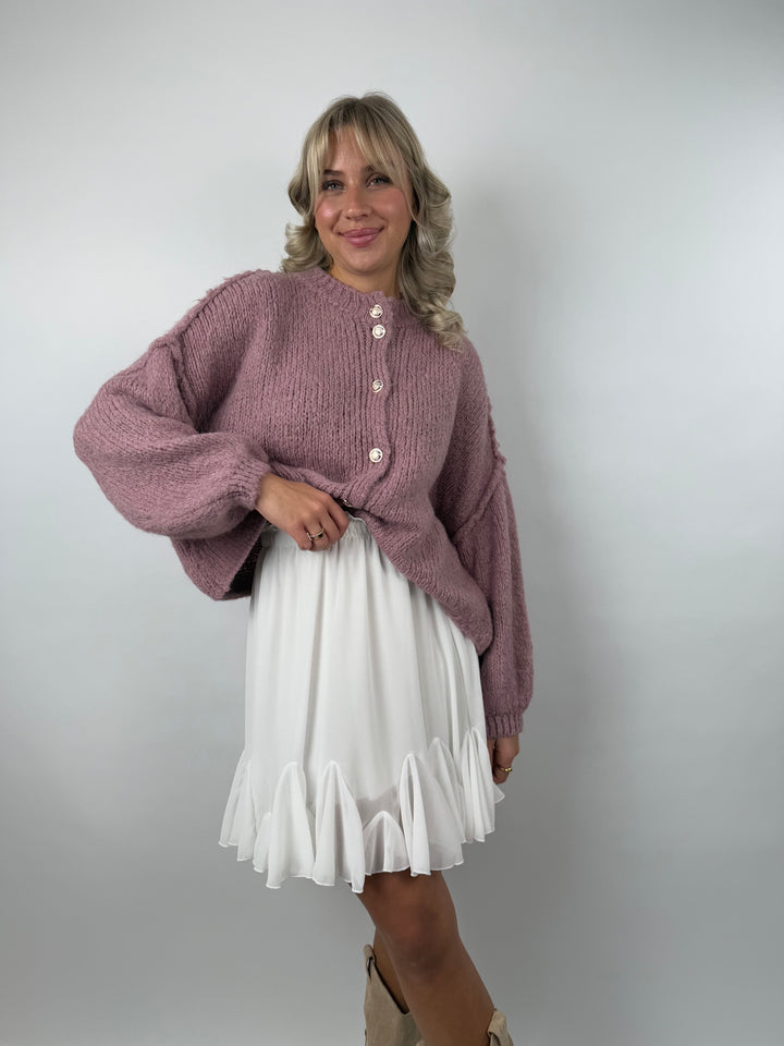 Kurzer Oversize Cardigan mit goldenen Manschettenknöpfen Claire