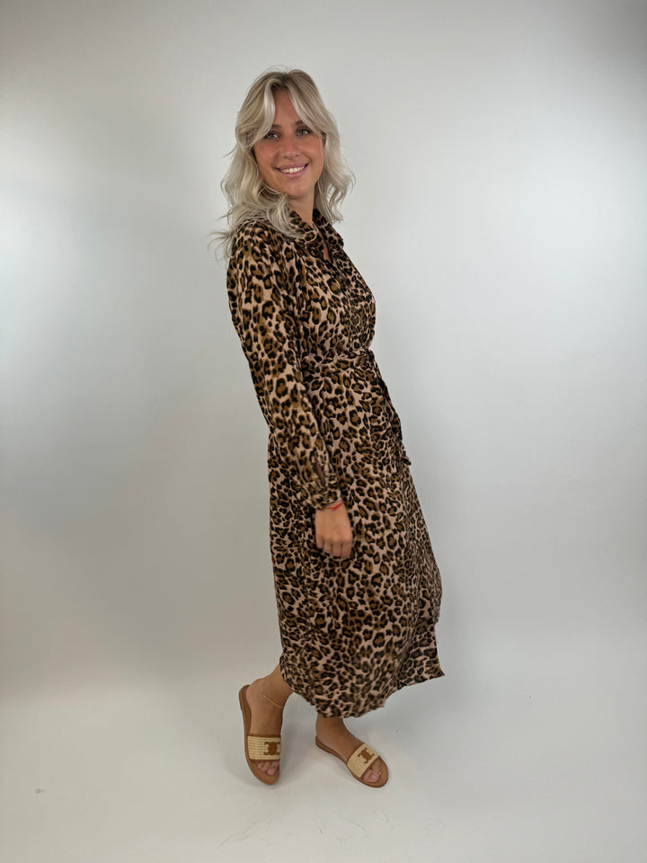 Langes Kleid mit Leoprint Wild