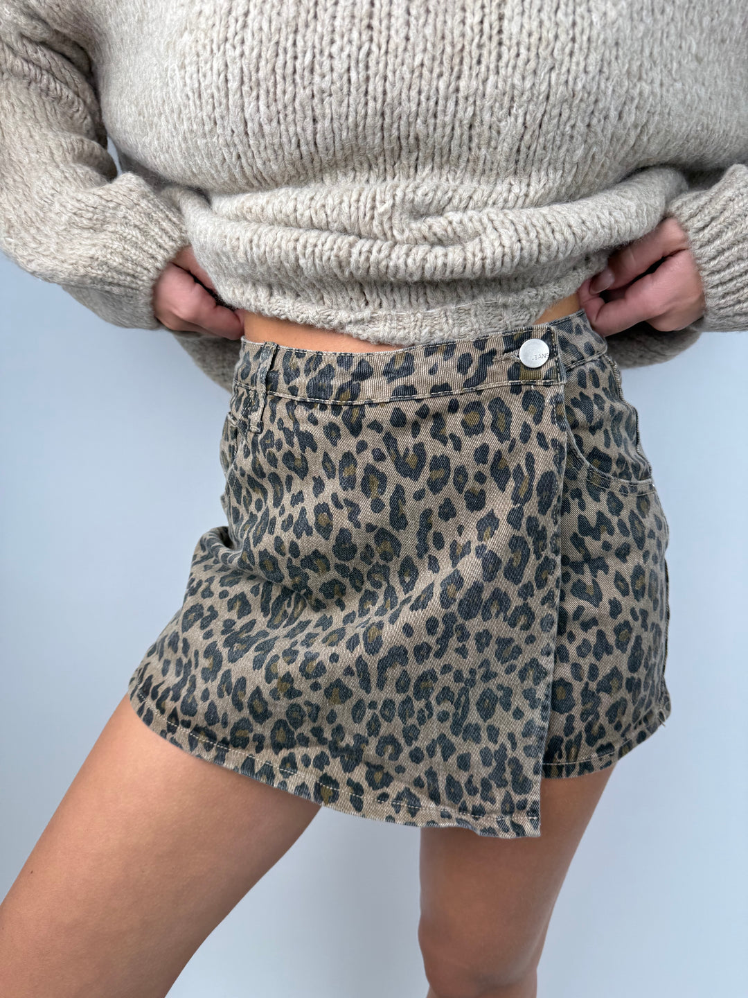 Jeans Hosenrock mit Leoprint