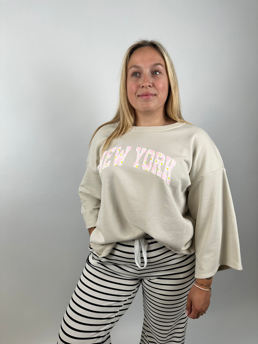 Oversize Sweater mit 3/4 Ärmeln New York