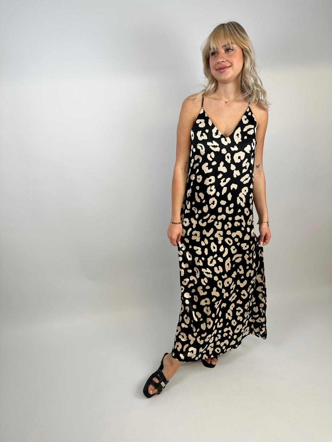 Leoprint Kleid mit Spaghettiträgern