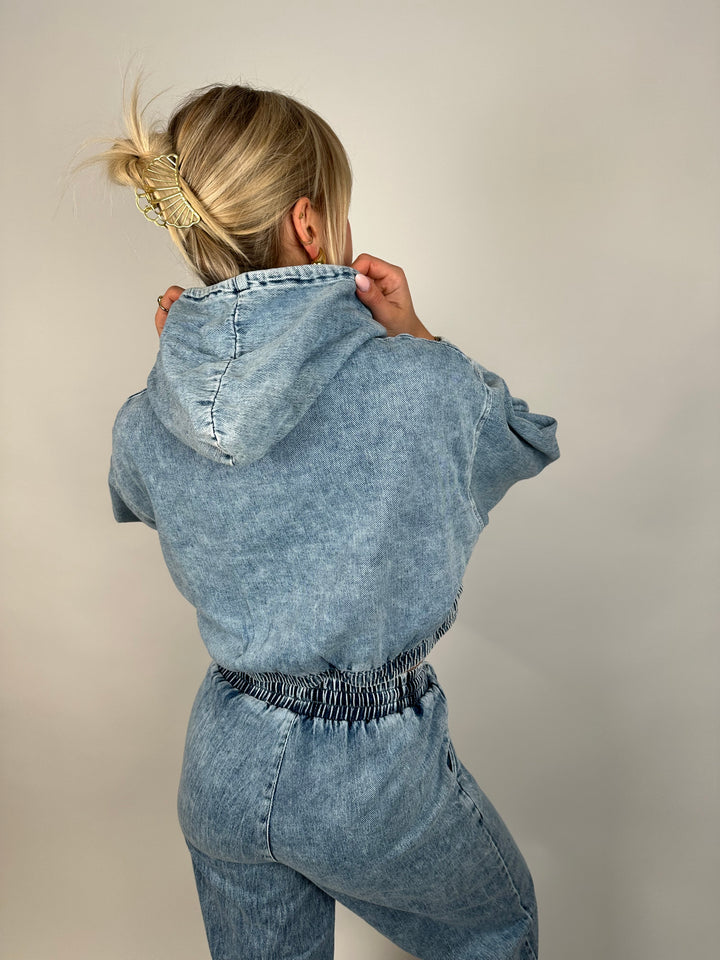 Cropped Denimhoodie Azul