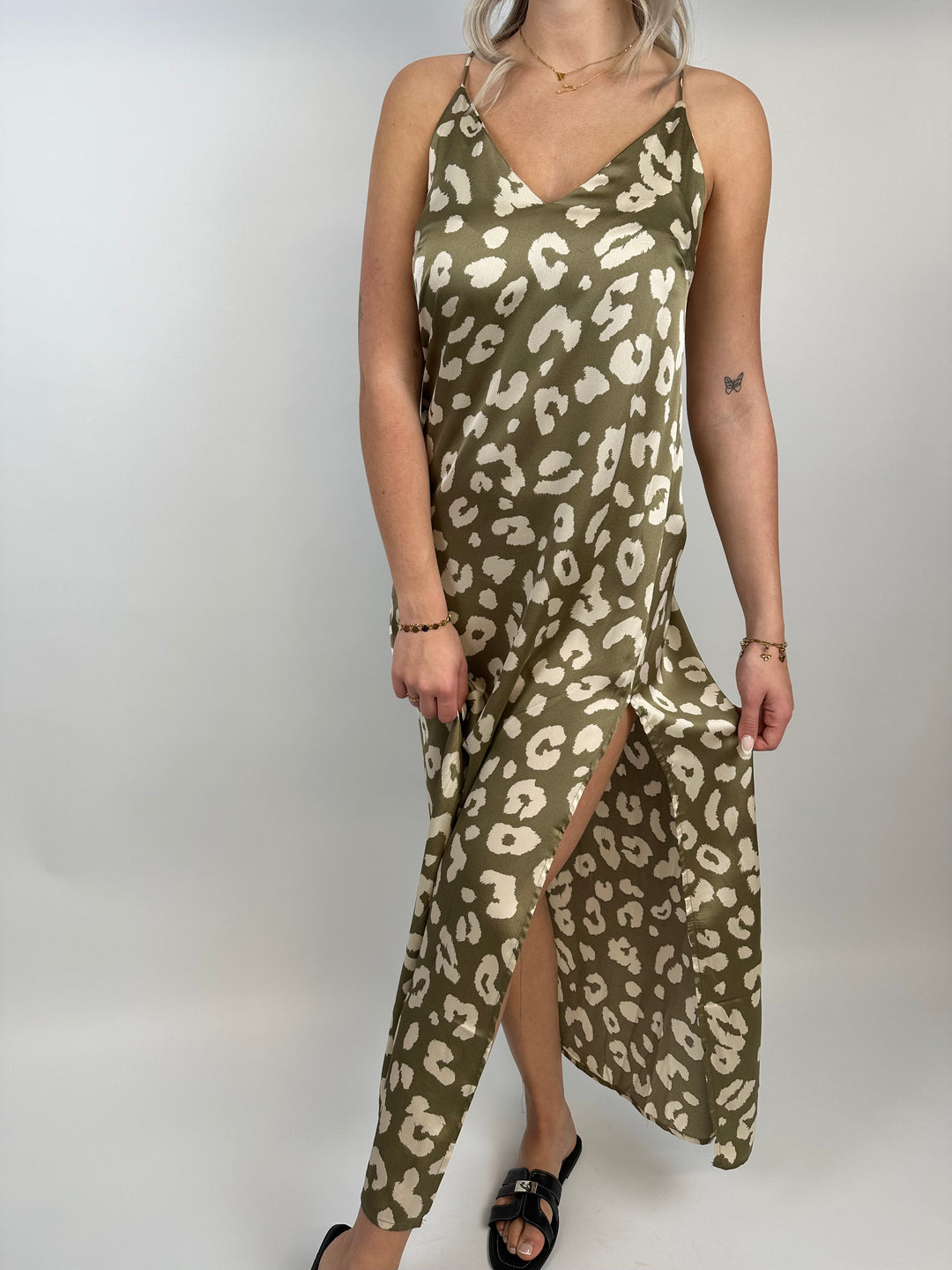 Leoprint Kleid mit Spaghettiträgern